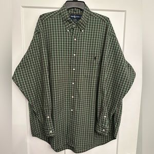 Ralph Lauren Shirt Big Shirt Mens XL Green Red Plaid Button Down Long Sleeve